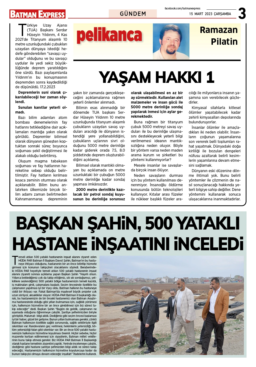 15 MART 2023 ÇARŞAMBA