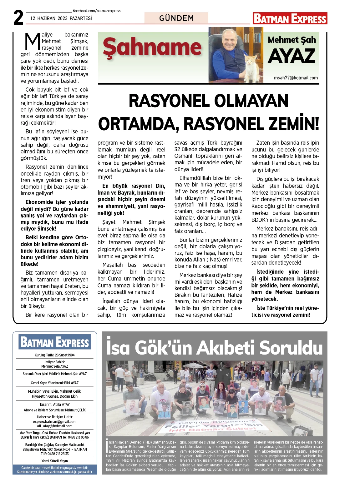 12 HAZİRAN 2023 PAZARTESİ