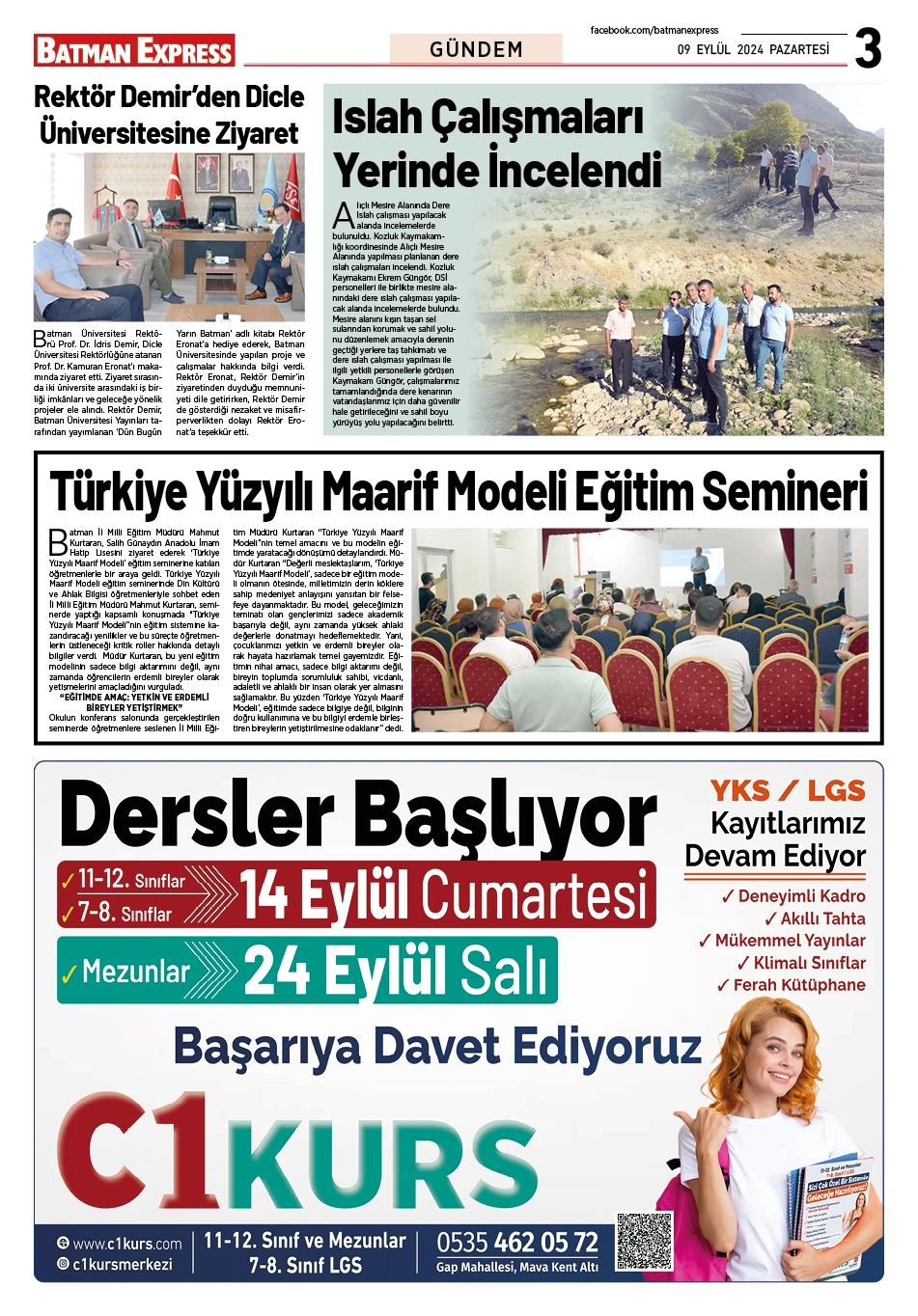 09 EYLÜL 2024 PAZARTESİ